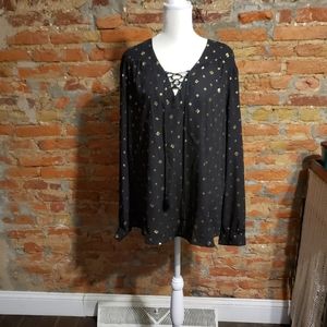 chiffon blouse with lace up detail